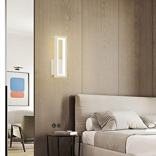Luces de pared LED modernas de 16W y diseño rectangular blanco con aplique lineal metálico 8