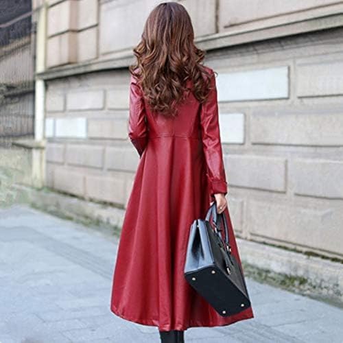 KOLAR CLUB Women's Lambskin Leather Trench Coat - Chic Red, Small Size - Image 3