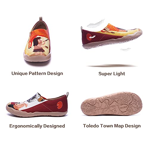 Image of UIN Slipper Woman Travel Art Painted Shoes Wide Toe Casual Home Slip On Mules Malaga