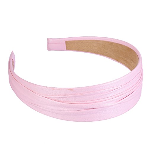MagiDeal 8 Colors Vintage Wide Artificial Leather Headband Hair Band Fashion Accessories - Pink