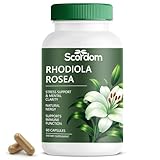 Rhodiola Rosea Capsules 500mg - Natural Adaptogen Supplement for Stress Relief, Mental Focus & Energy Boost - Non-GMO (60 Capsules)
