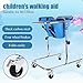 Child Auxiliary Standing Frame Folding Walking Frame for Kids Thickened Carbon Steel Material 4 Universal Rubber Wheels Height-Adjustable for Children with A Height of 80-120cm