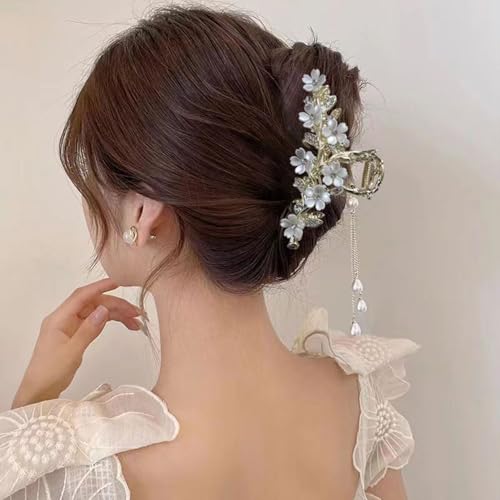 Pinzas para cabello metálicas con flor de jazmín miniatura 3