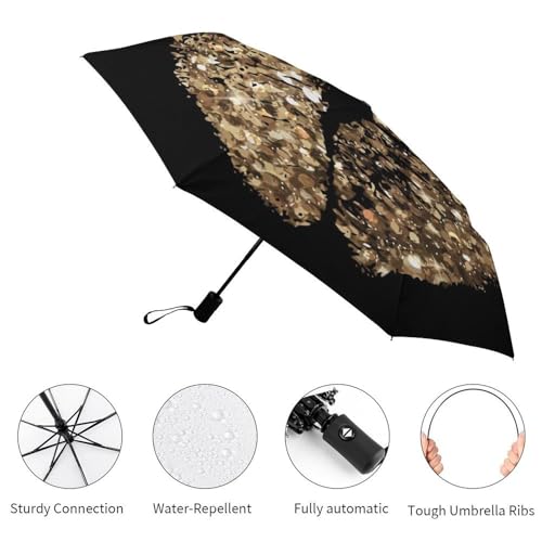 Parapluie automatique compact lune incandescente : fini les baleines retournées par le vent