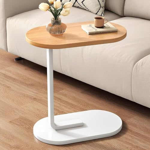 Image of HOOBRO Side Table Stands Couch Side, Swivel TV Tray Table, C-Shaped End Table, Small Center Table for Home Office for Bedroom, Living Room | Closet with Home, Kitchen, Office (YZ-01-Wood)