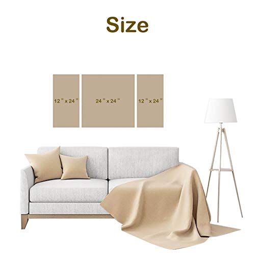 Modern Picture Abstract Canvas Artwork:Blue & White Wall Art on Canvas Painting for Office (24'' x 24'' x 1 Panel + 24'' x 12'' x 2 Panels)