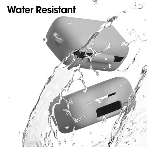 Image of Sounce Soft Silicone Case for Boult Audio AirBass PowerBuds - Shock-Absorbing Earbud Cover with Carabiner, Front LED Visibility, Dustproof & Scratch-Resistant Design - Grey