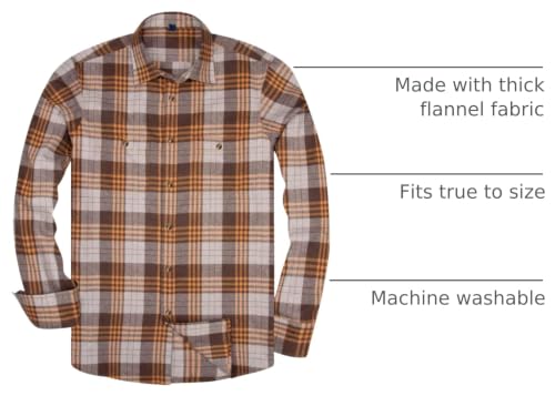 Image of Alimens & Gentle Men's Button Down Regular Fit Long Sleeve Plaid Flannel Casual Shirts