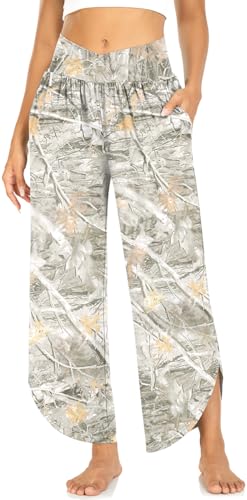Image of TARSE Women's Wide Leg Yoga Pants Cross High Waist Flowy Split with Pockets | Comfy Lightweight Stretch, Flare Hem Cropped, Loose Dance Pants, Travel & Lounge, Everyday Casual Wear