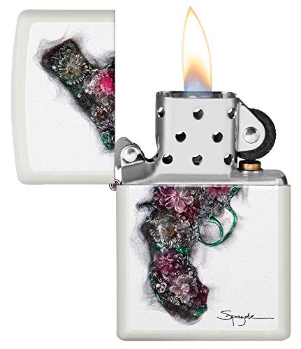 Encendedor Zippo Spazuk Flower Blanco Mate de Bolsillo miniatura 3