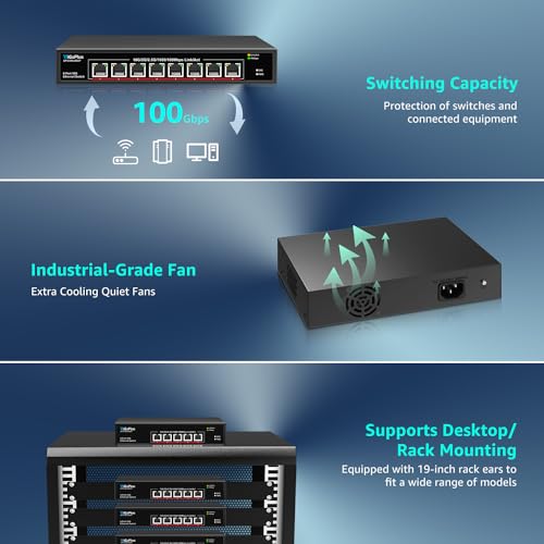 Image of 5-Port 10Gb Ethernet Switch Unmanaged with 5 x 10Gb RJ45 Ports, GiGaPlus 10Gbe Network Switch Easy for 10G NAS, PC, WiFi7 Routers, 10G NIC /Adapters. 100Gbps Switching Capacity. Desktop /19-inch Rack