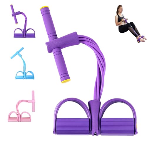 Elastique a Pedale Sport, Bande de Résistance Multifonction Musculation 4/6/8 Tubes avec Poignées Antidérapantes, pour Abdominaux, Bras et Jambes, Maison/Bureau/Gymnase (Violet,6 Tubes)