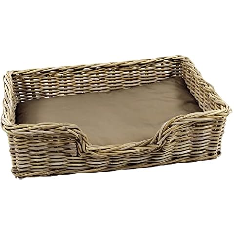 Kobolo Hundekorb Hundesofa aus stabilem Rattan geflochten inkl. Kissen 81x62x21 cm Cover