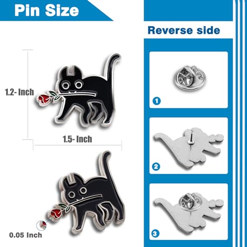 Image of Pack of 6 /12 /50 /100 Enamel Rose Cat Pin Women Girls Pin Brooches Funny and Cute Pet Pins for Clothes