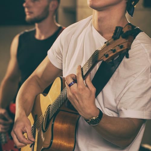 King Will Dragon Men's 8mm Blue Carbon Fiber Black Celtic Dragon Tungsten Carbide Ring Wedding Band 11