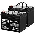 WEIZE 12V 35AH Deep Cycle Battery for Scooter Pride Mobility Jazzy Select Electric Wheelchair, Set of 2