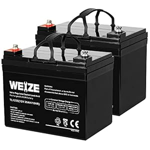 WEIZE 12V 35AH Deep Cycle Battery for Scooter Pride Mobility Jazzy Select Electric Wheelchair, Set of 2