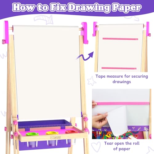 Wooden Art Easel for Kids,Double Sided Adjustable Magnetic Drawing Board - image 7