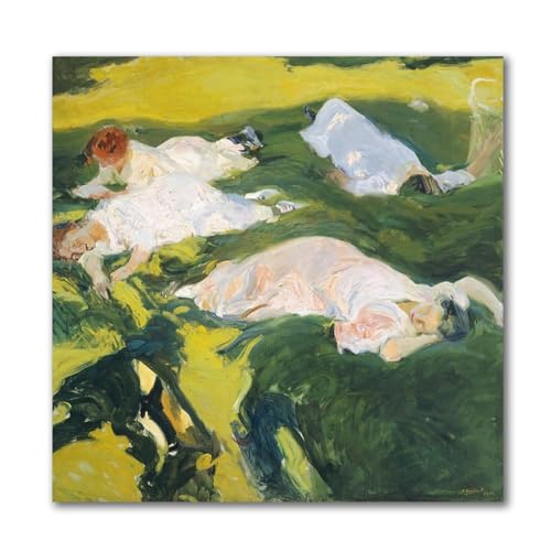 Impression sur toile La Siesta Joaquín Sorolla - Tableau post-impressionnisme 70x70cm sans cadre