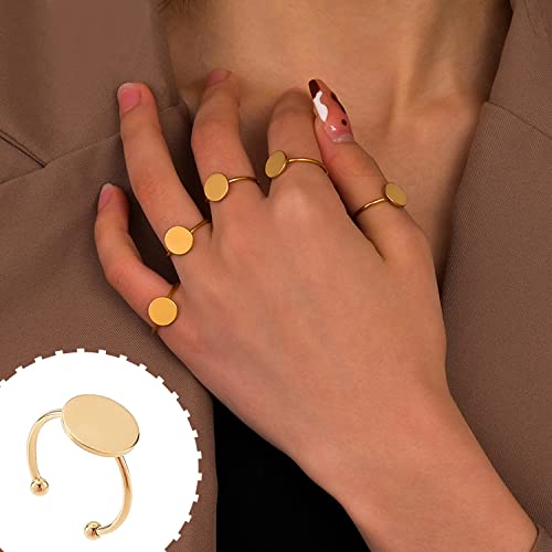 Maehsab 30 Pcs Blank Rings Stainless Steel Adjustable Pad Ring Base, Flat Blank Ring Base Tray For Jewelry Making Diy Crafts (Gold And Silver) #TOP4