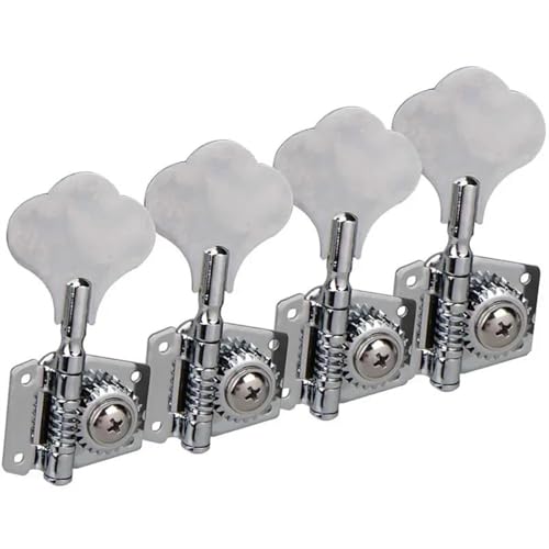 4個/セット 4R ブラック エレキギター ベース マシンヘッド チューニングペグ キーセット 取り付けネジ フェルール付き(Silver)