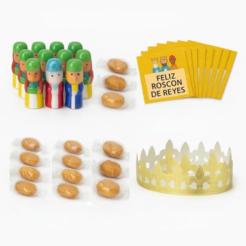 10 Coronas, Regalo Sorpresa y Haba para Roscón de Reyes (10 Uds) – Tradición Navideña para Repostería
