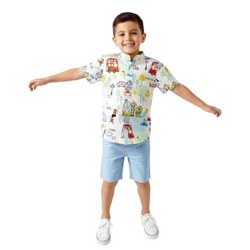 Image of Nautinati Boys Printed Collared Shirt with Shorts Clothing Set | Age 1-5 Years