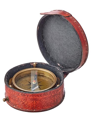 Brújula de Latón Compacta con Funda de Cuero miniatura 3