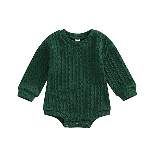Newborn Baby Sweater Romper Girl Boy Knitted Sweatshirt Pullover Tops Fall Winter Clothes (Green, 3-6 Months) #TOP20
