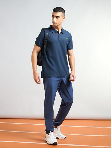 Image of TECHNOSPORT Mens Slim Fit Self-Design Half Sleeve Polo T-Shirt for with Matpiq for Sports and Regular Uses
