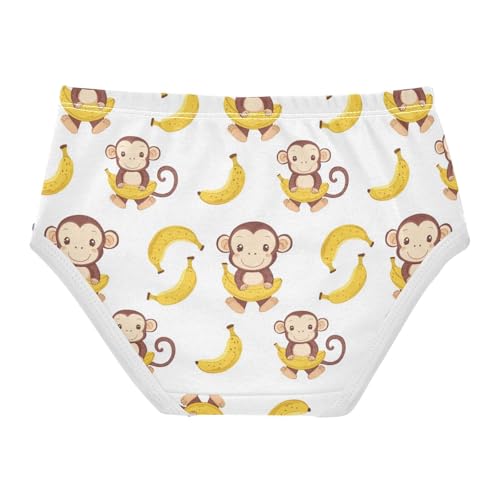 ZZKKO Cute Monkey Banana Girls Underwear Toddler Panties for Girls Comfort Brief Size 2T-8Y2