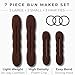 Styla Hair Magic Bun Maker (2 Small, 2 Large) Foam Sponge Bun Shaper Hair Accessories (Brunette)