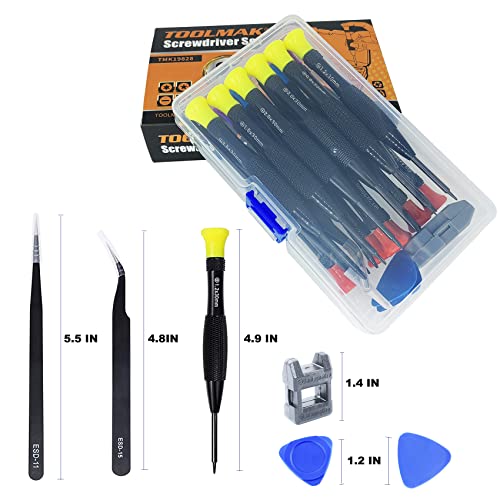 Precision Screwdriver Set Toolmak 21Pcs Magnetic Small Screwdriver With Slotted Phillips Torx Star Pentagram Screwdrivers Tweezers For Repairing Smartphone, Laptop, Watches #TOP6