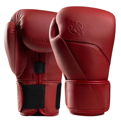Hayabusa E1 Leather Boxing Gloves for Men and Women Wrist and Knuckle Protection, Dual Splinted Wrist Support, Cloud-Like Knuckle Padding - Red, 14oz