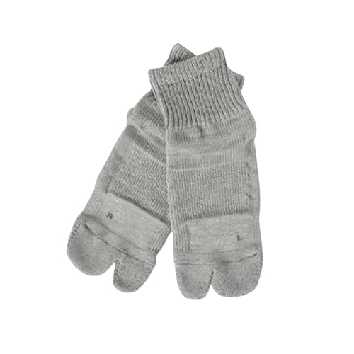 [エコノレッグ] 【あしサポ】履くだけで足の指がラクにひらくパイル靴下 (Sサイズ（21-22cm）, グレー)