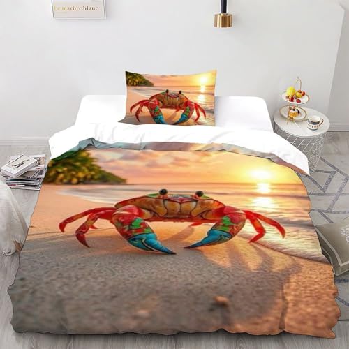 Parure de lit crabe coucher de soleil 135x200 microfibre imprimé 3D - 2