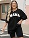 LOMON Mama Shirt Womens Short Sleeve Oversized Tshirt Graphic Mom T-Shirts Plus Size Tees Summer Tops (Black Letter,5XL)