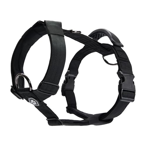 Image of Spark Paws No Pull Dog Harness with Handle for Large Dogs, Heavy Duty Dog Harness for Big Strong Breeds, Adjustable, Y Shaped Padded Halter Design with Front Clip - Black - L