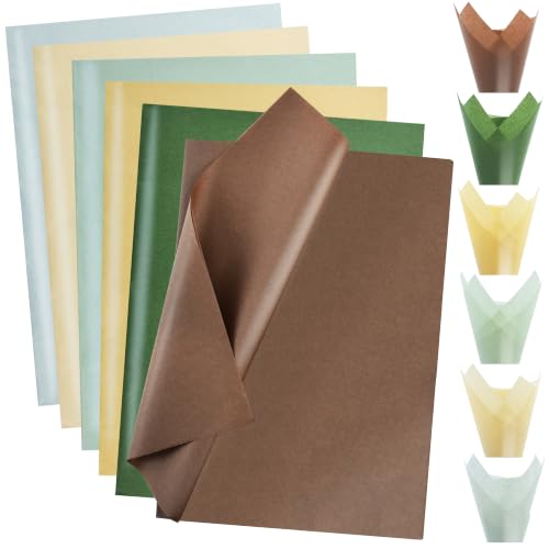 Image of BEISHIDA 90 Sheets Brown Green Series Tissue Paper Bulk for Gift Wrapping