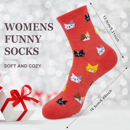Image of Chalier Womens Funny Socks Cozy Cute Printed Patterned Fun Socks Novelty Cat Dog Socks for Women