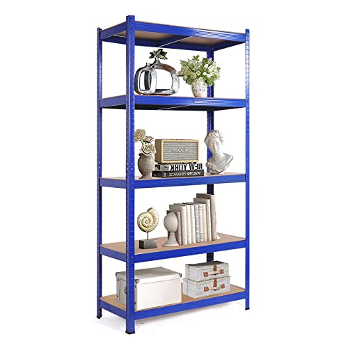 Wefrib Heavy Duty Shelf - Garage Shelving Units with 5 Tier Shelves Heavy Duty Rack with a max Load of 1900lbs for Garages, Sheds, Warehouses, Workshops (Blue, 70 x 35.4 x 15.7in)