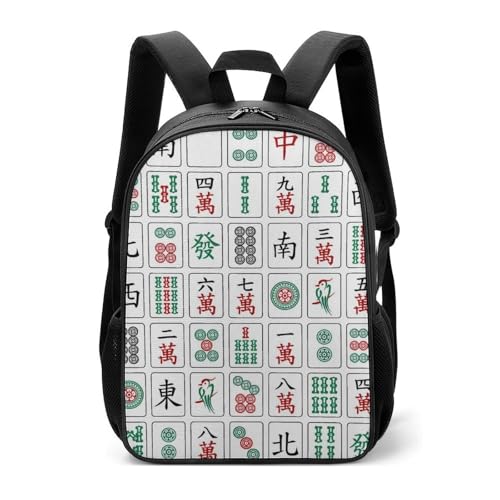 Mahjong Pattern Travel Backpack Casual Daypack Shoulder Bag with Adjustable Shoulder Straps for Hiking