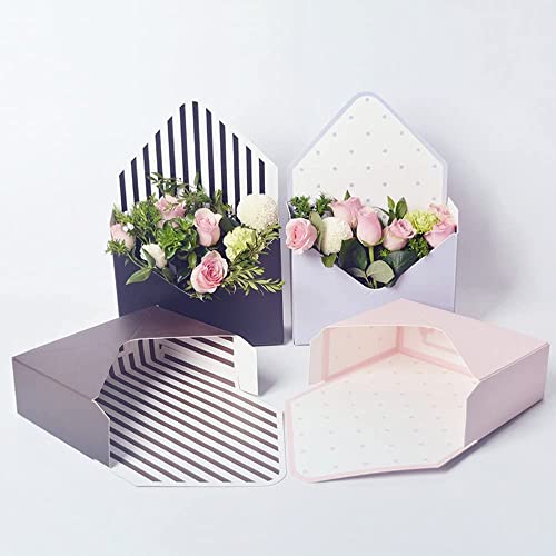 BBJ WRAPS Flower Arrangement Boxes Floral Envelop Box Premium Mixed Style Florist Bouquet Packaging, Perfect for Florists and DIY Lovers, 5 Counts 8x2.8x5.7 Inch (Assorted 5 Patterns