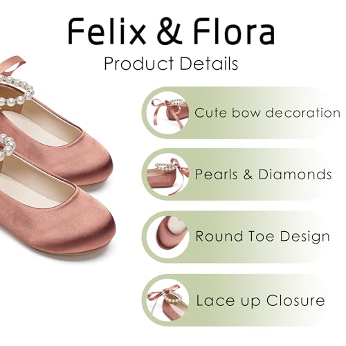 Image of Felix & Flora Girls Toddler Little Ballet Shoes - Flower Girls Mary Jane Flats Dress Shoes Party Wedding