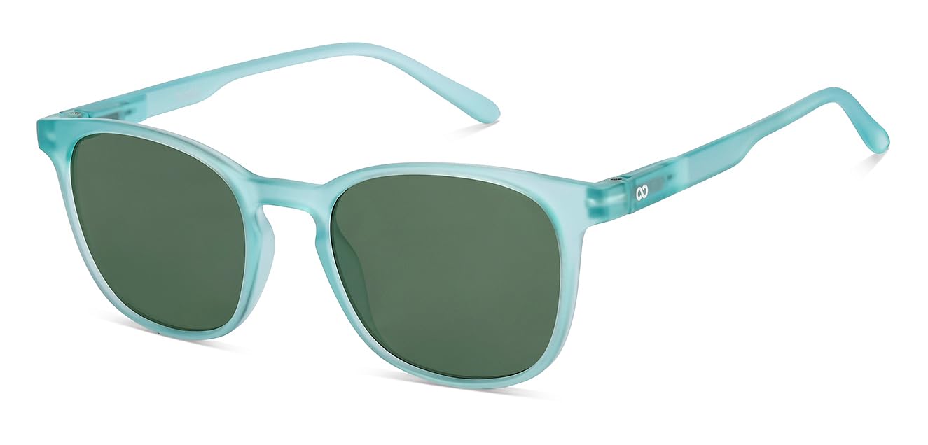 HUSTLR Lenskart - As Seen On Shark Tank | Peyush Bansal Glasses | Polarized and 100% UV Protected | Turquoise Green Full Rim Square | For Men & Women | Large | VC S15999