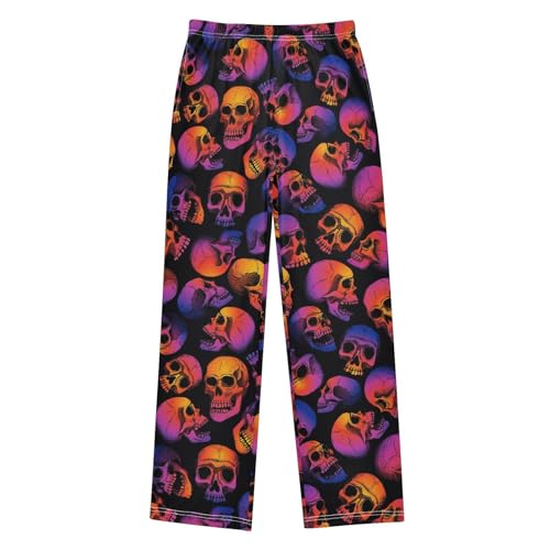 Galaxy Skull Head Boys Long Pants Soft Trousers Elastic Waist Kids Lounge Bottoms with Pockets S-XL