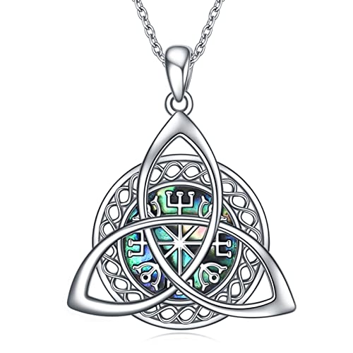 Collar con Colgante Vikingo de Nudo Celta de Buena Suerte para Mujer Amuleto de Plata de Ley 925 Pulido Protección Joyería Vikinga Triskele (A) Cover