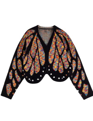 Image of Women's Monarch Butterfly Wing Cropped Cardigan Sweater Halloween Costume