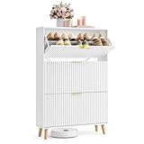 Compatto ma capiente: Questa portascarpe stretta da 24 x 80 x 123 cm è dotato di 3 ribalte, ognuna con scomparto a 2 livelli e divisorio rimovibile, per 18-24 paia di scarpe di vari tipi, oltre a un ampio piano per chiavi, portafogli e decorazioni