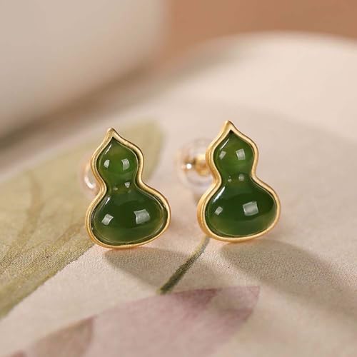 Boucles d'oreilles Jade cadeau de mode, puces gourde en argent sterling